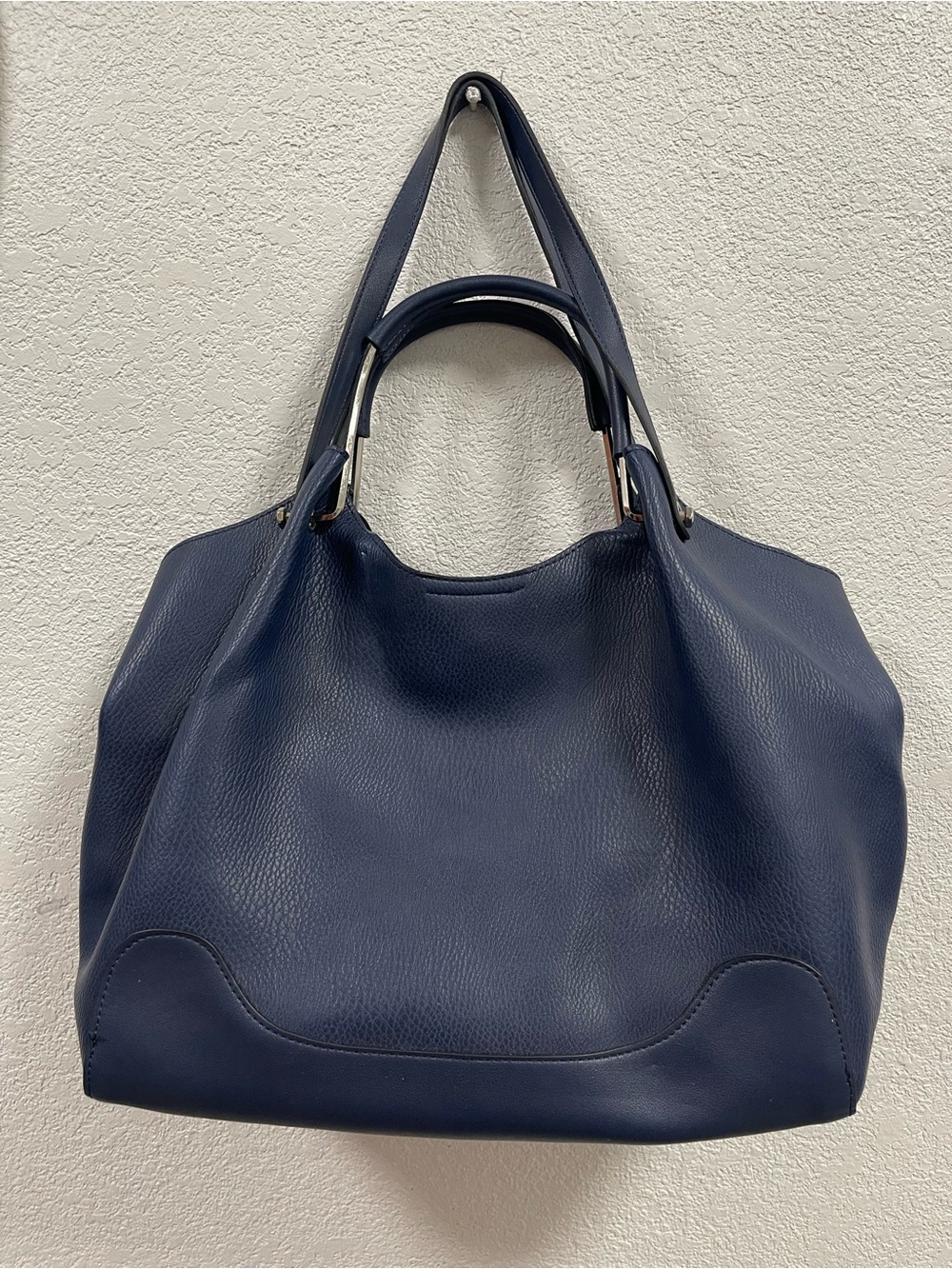 Sondra Roberts Navy Leather Shoulder Tote